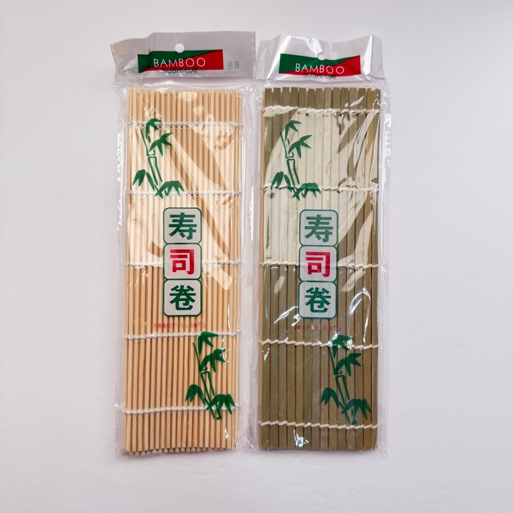 BAMBOO Sushi Rolling Mats - Natural & Olive Green Set